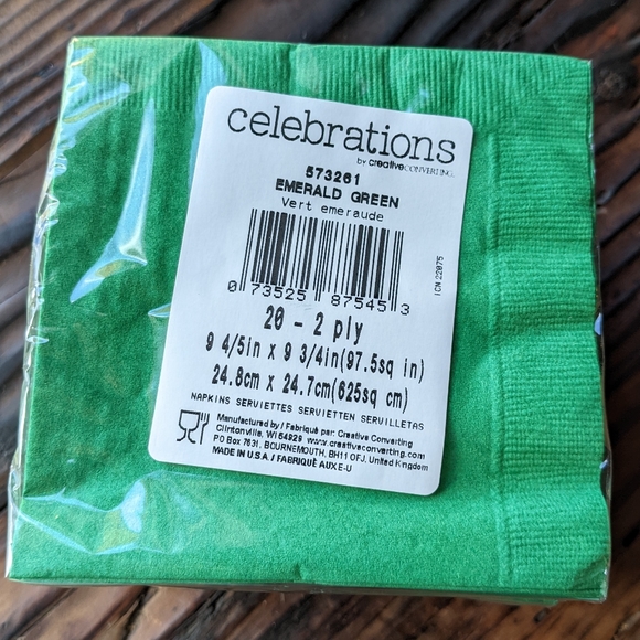 100 Emerald Green Cocktail Napkins 2 ply - Picture 4 of 4